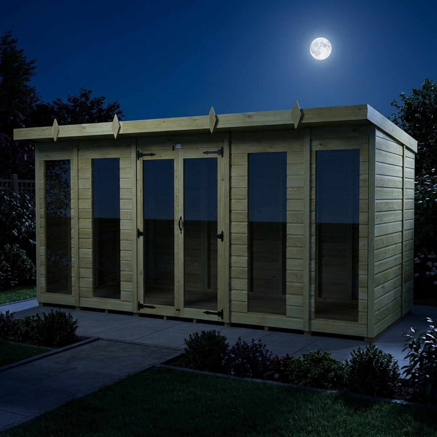 14 x 8 Pent Summer House (Full Height Window) - view 4