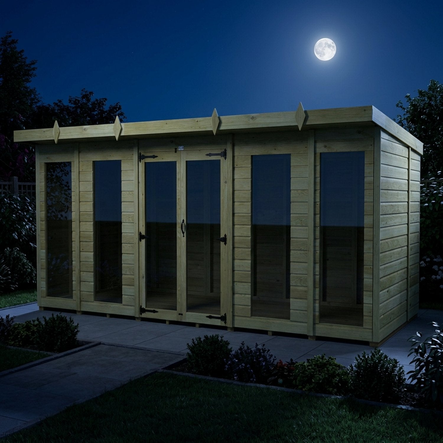 14 x 8 Pent Summer House (Full Height Window) - view 4