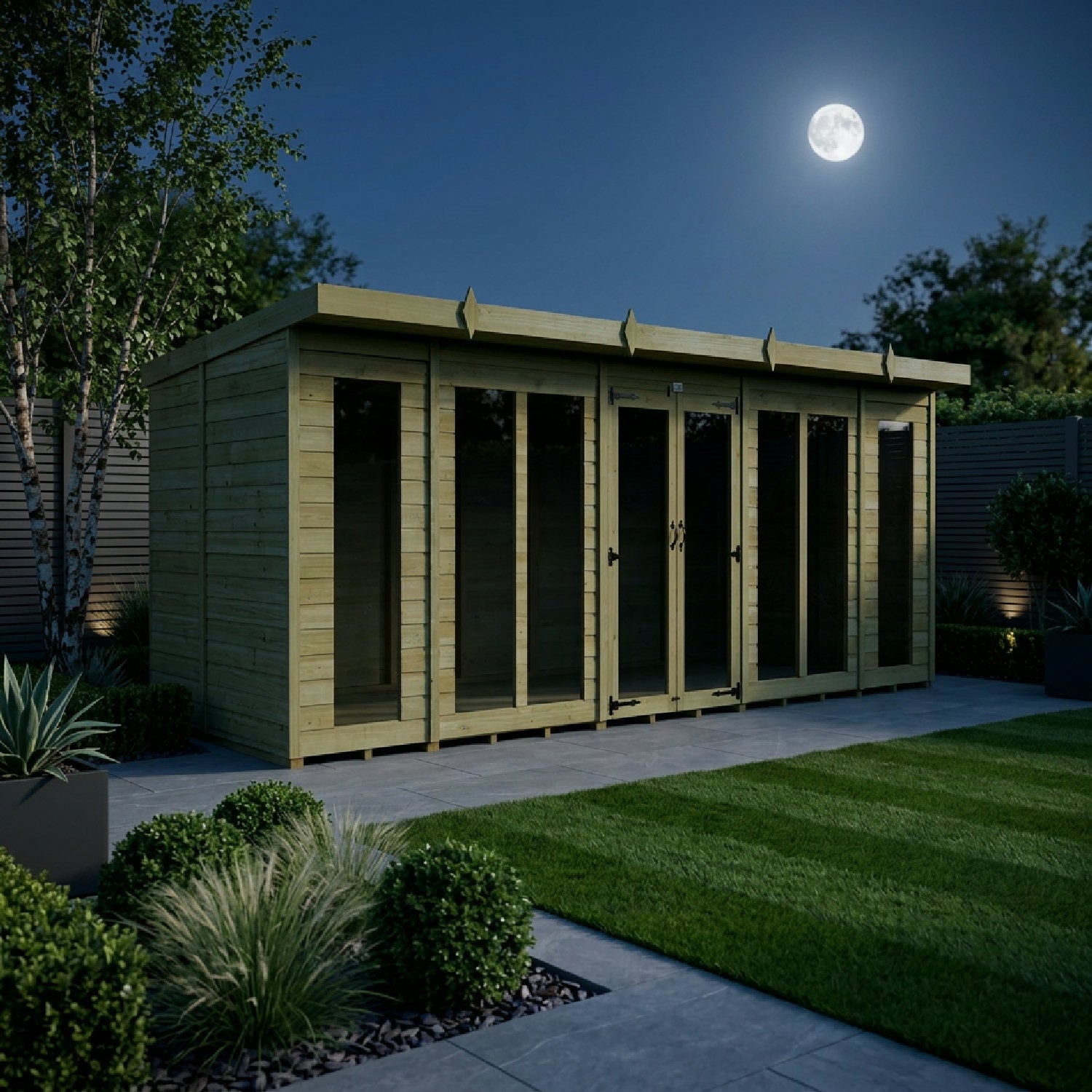 18 x 7 Pent Summer House (Full Height Window) - view 3