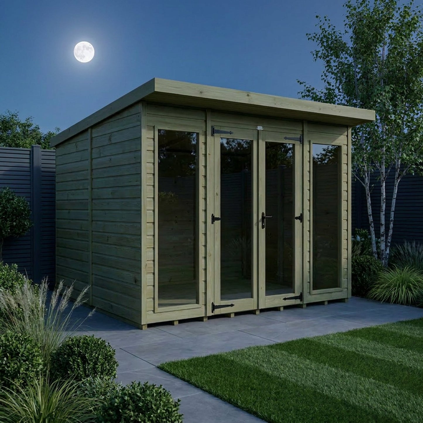 8 x 6 Pent Summerhouse (Full Height Window) - UK Made Timber Garden Building