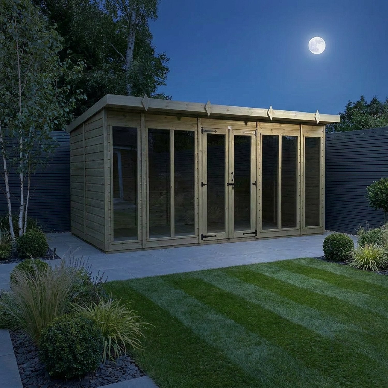 16 x 8 Pent Summer House (Full Height Window) - view 5