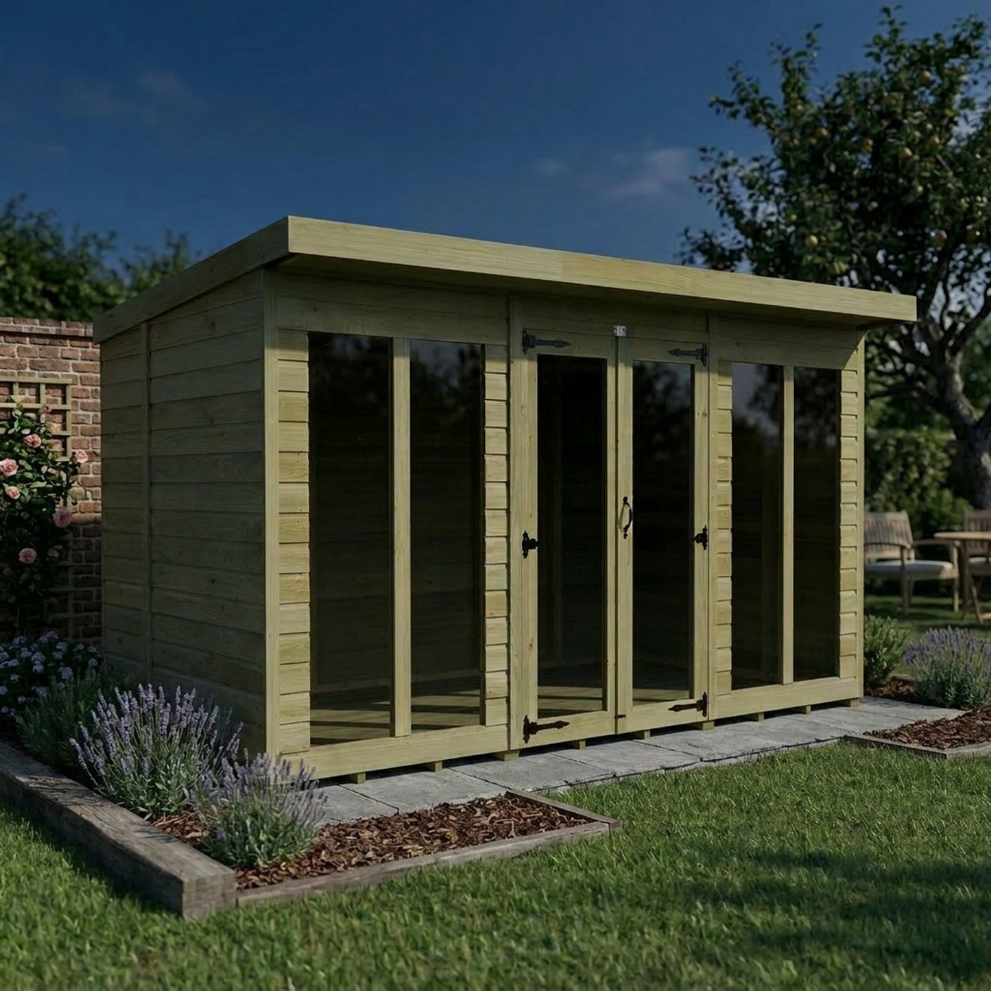 12 x 6 Pent Summer House (Full Height Window) - view 3