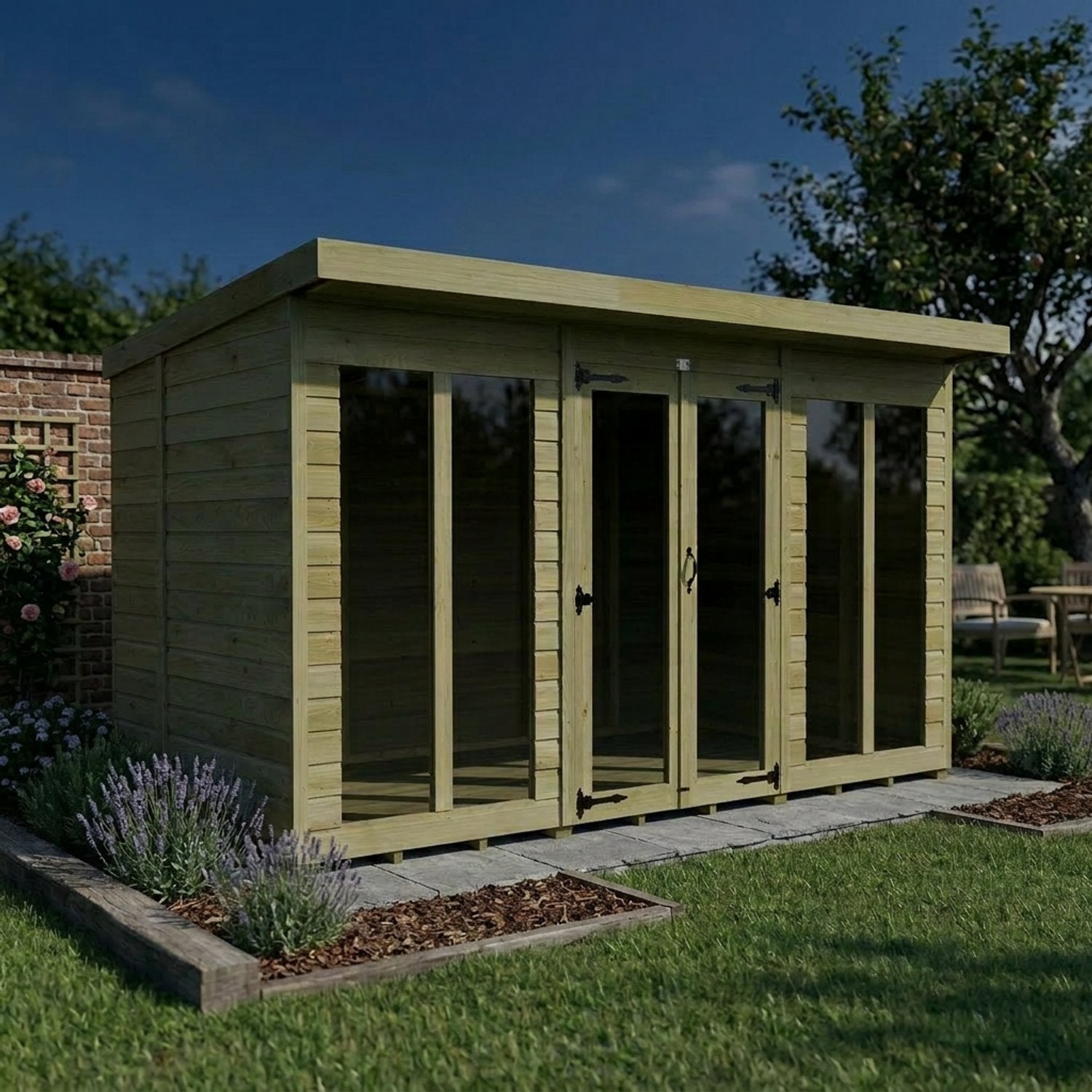 12 x 6 Pent Summer House (Full Height Window) - view 3