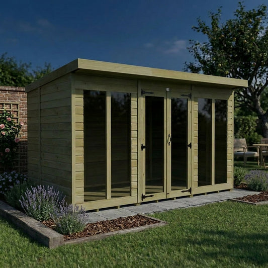 12 x 6 Pent Summer House (Full Height Window) - view 3