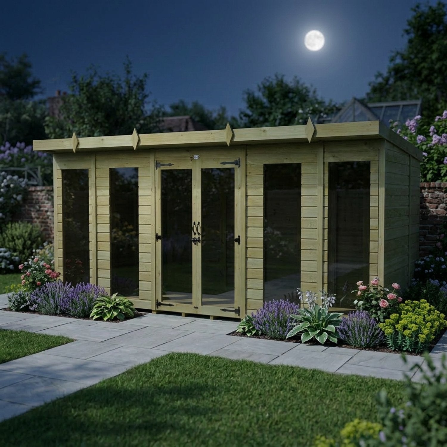 14 x 6 Pent Summer House (Full Height Window) - view 5