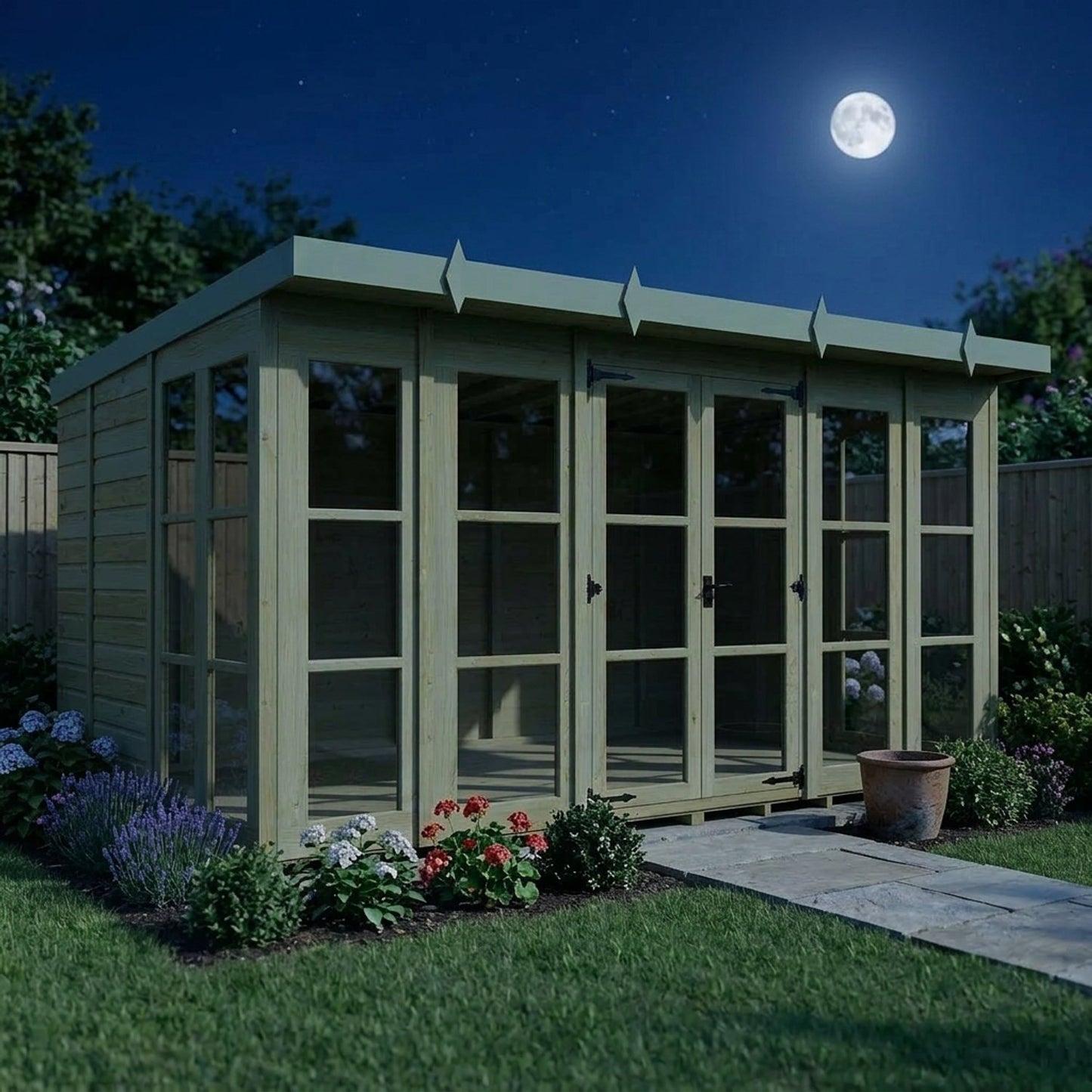 16 x 9 Georgian Window Pent Summer House - view 6