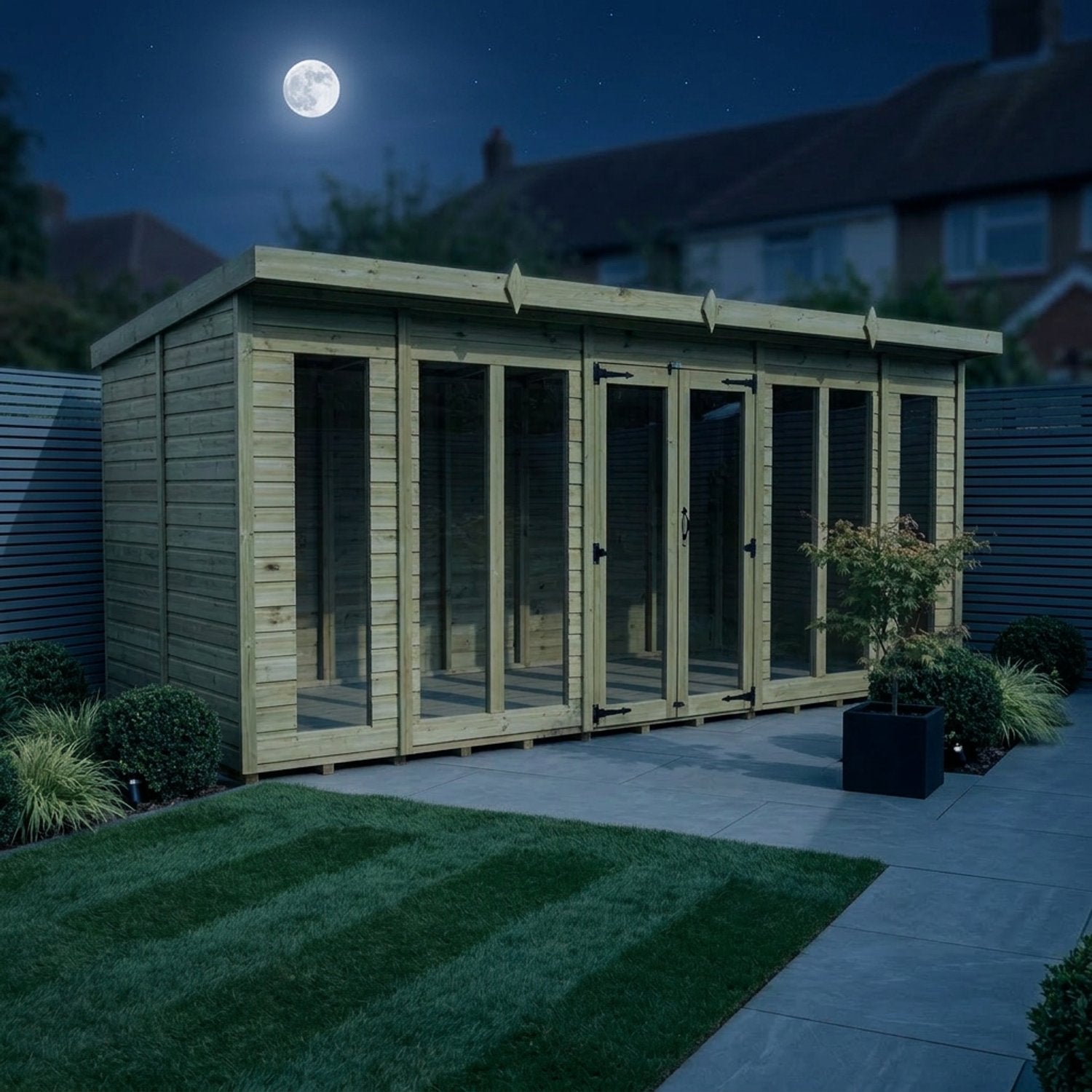 18 x 8 Pent Summer House (Full Height Window) - view 6