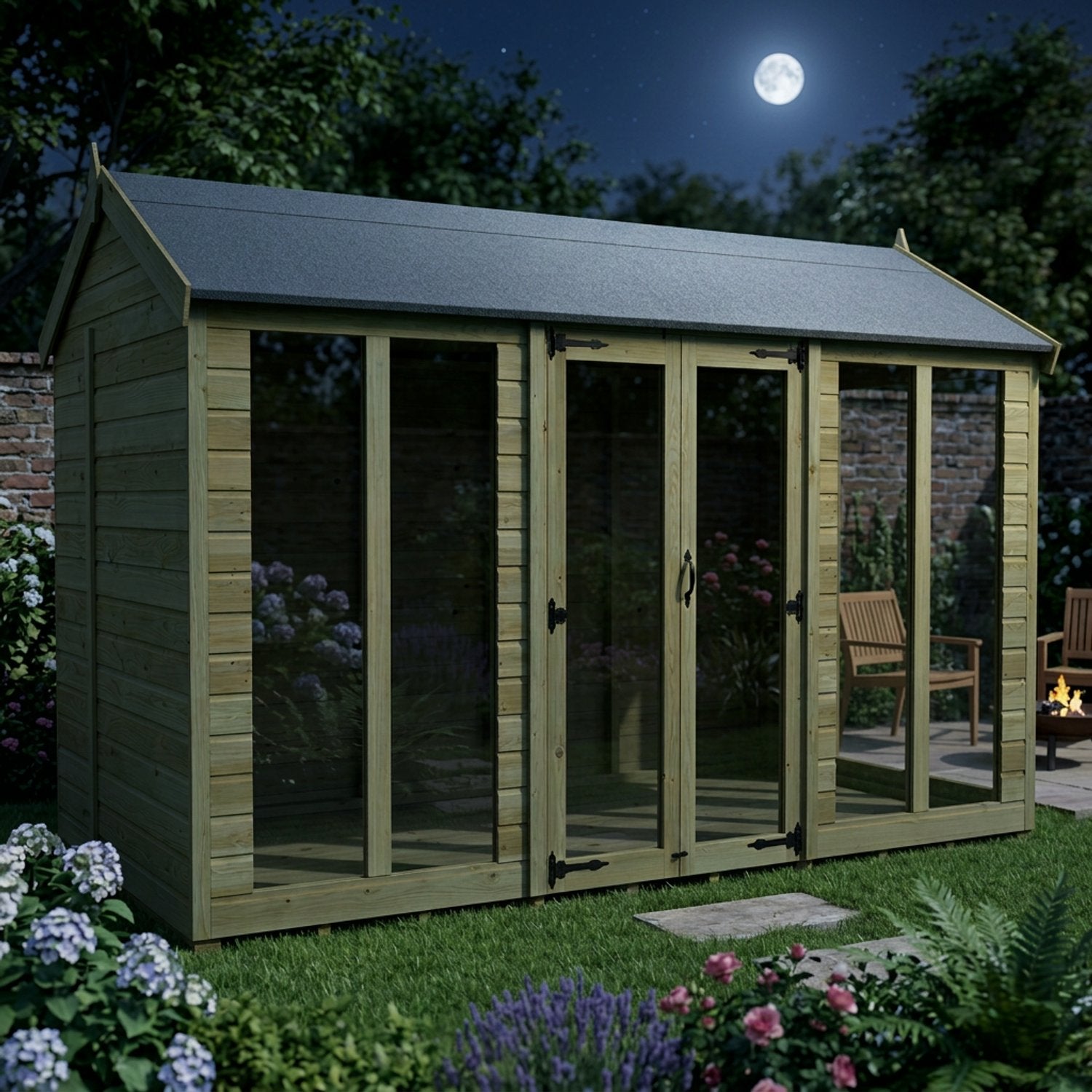 12 x 5 Apex Summer House (Full Height Window) - view 3