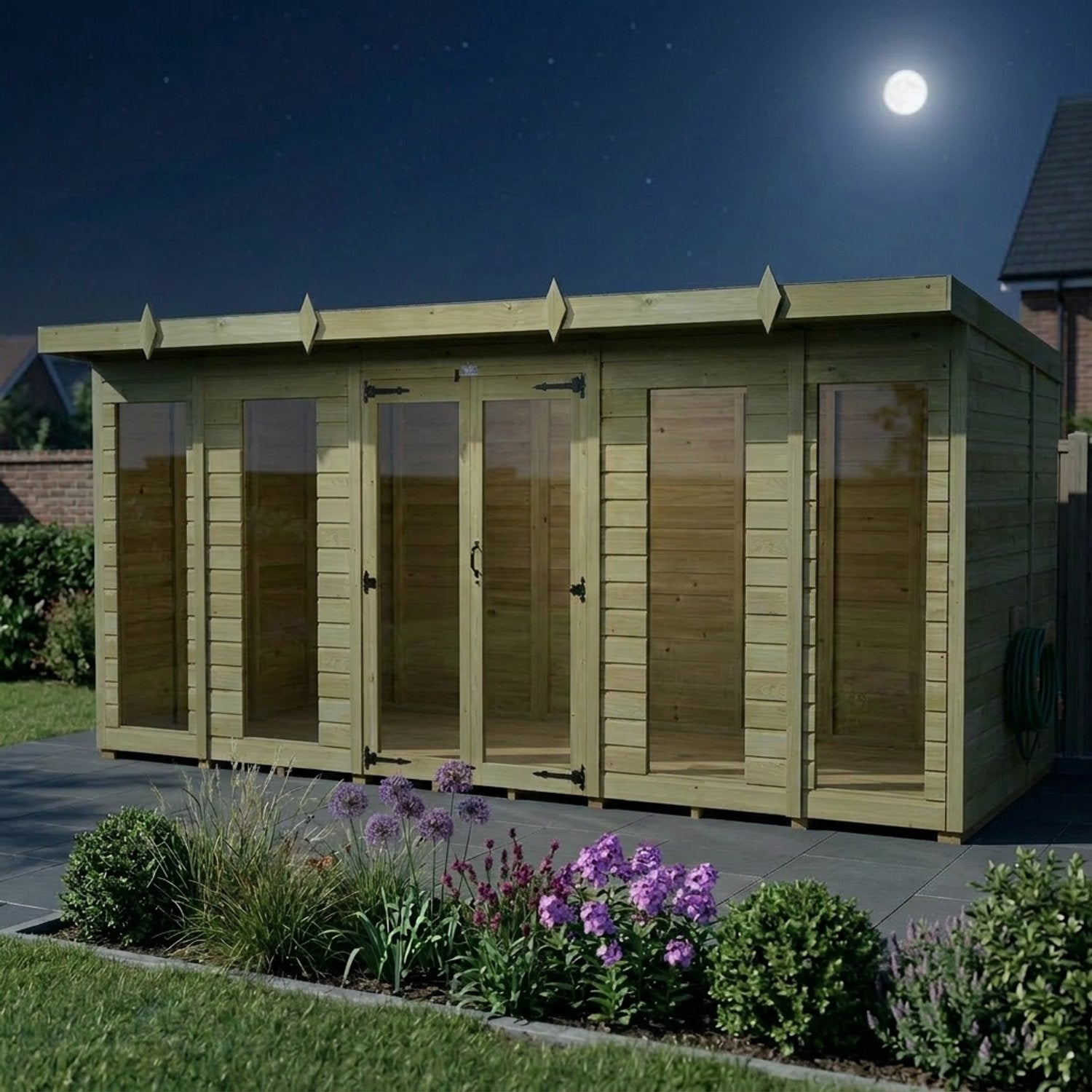 14 x 5 Pent Summer House (Full Height Window) - view 4