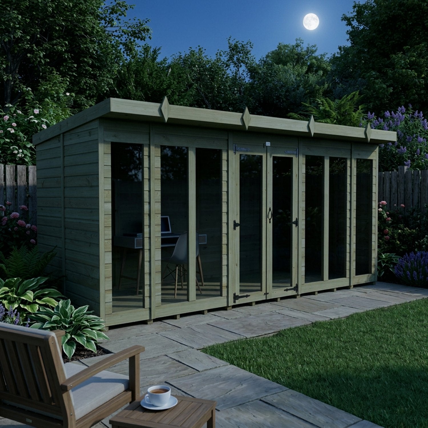 16 x 5 Pent Summer House (Full Height Window) - view 5