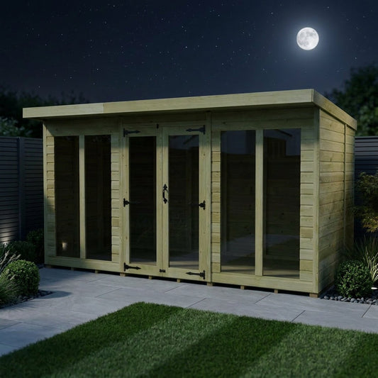 12 x 8 Pent Summer House (Full Height Window) - view 3