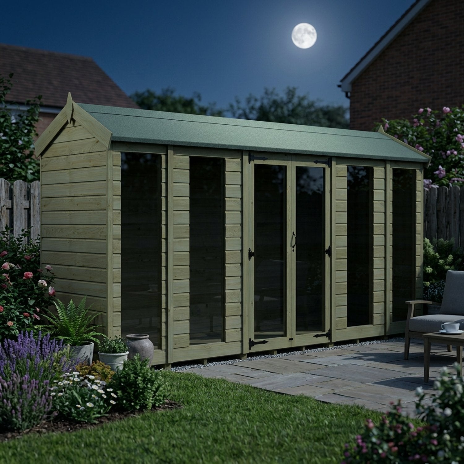 14 x 4 Apex Summer House (Full Height Window) - view 2