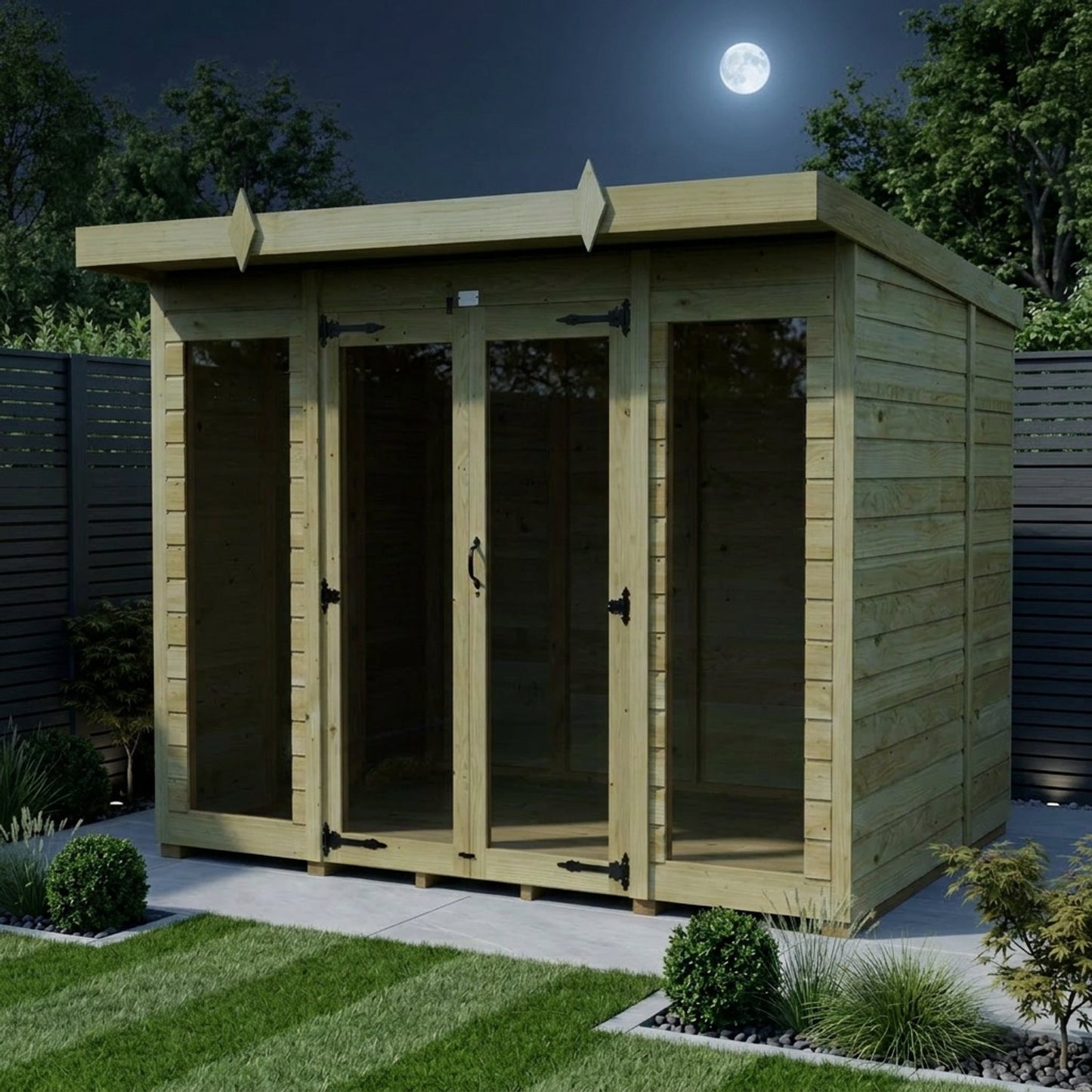 8 x 8 Pent Summer House (Full Height Window) - view 3