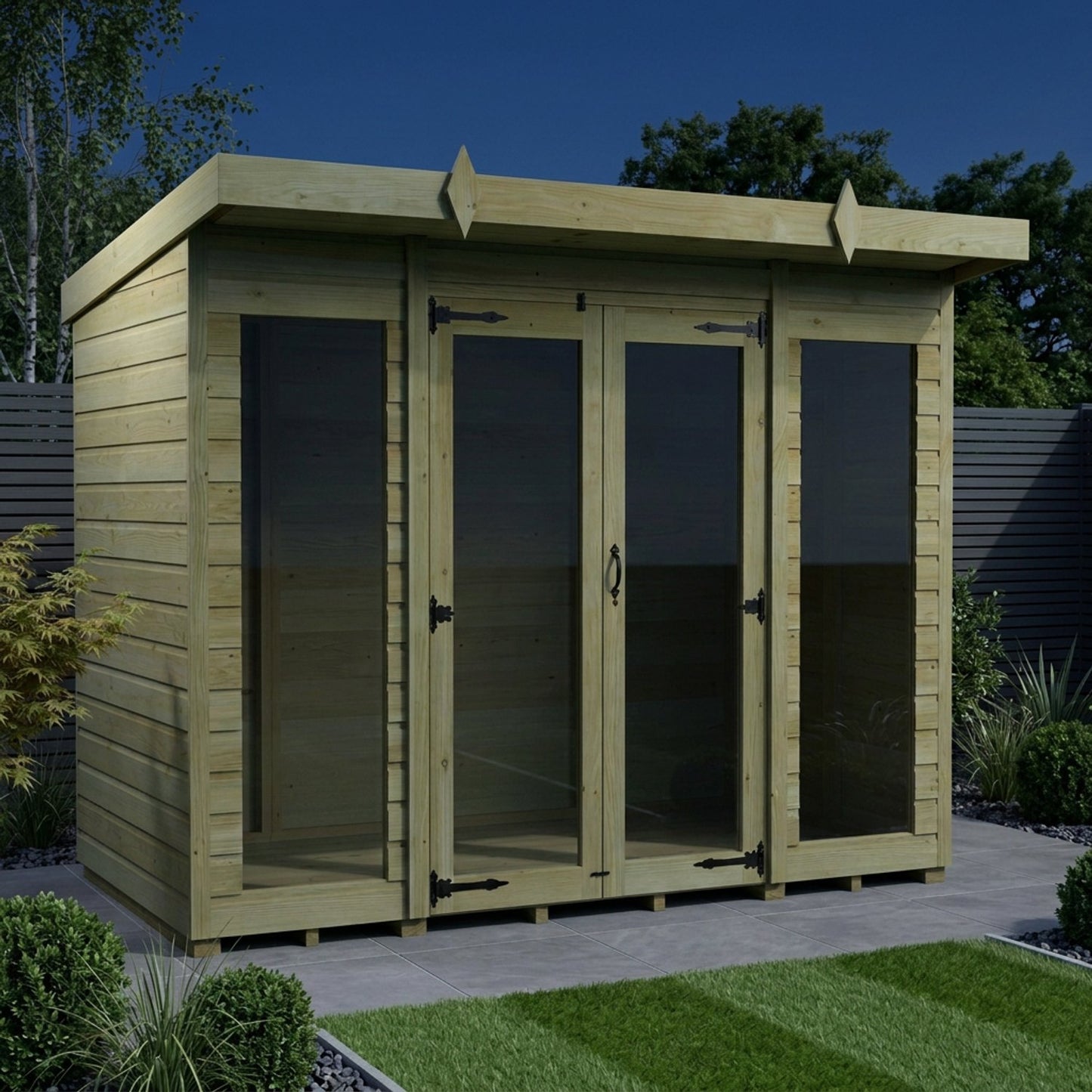 8 x 4 Pent Summerhouse (Full Height Window) - UK Made Timber Garden Building