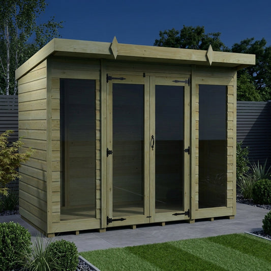 8 x 4 Pent Summerhouse (Full Height Window) - UK Made Timber Garden Building
