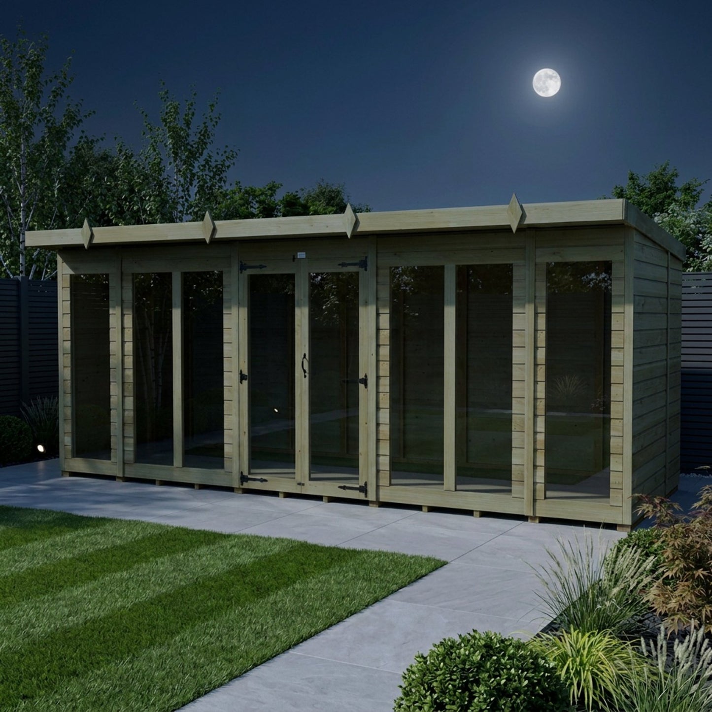 16 x 5 Pent Summer House (Full Height Window) - view 3