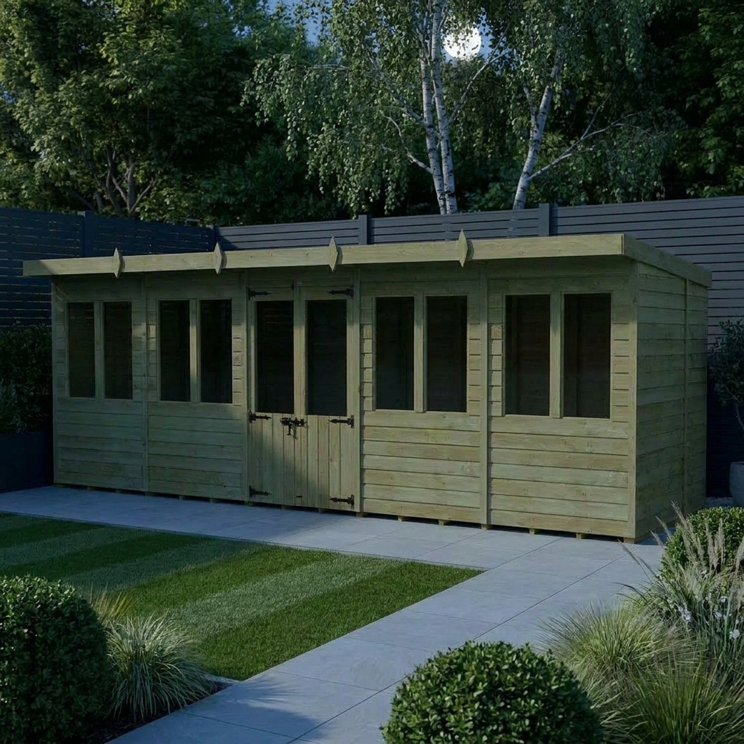 20 x 6 Pent Summerhouse - UK Made Timber Garden Building