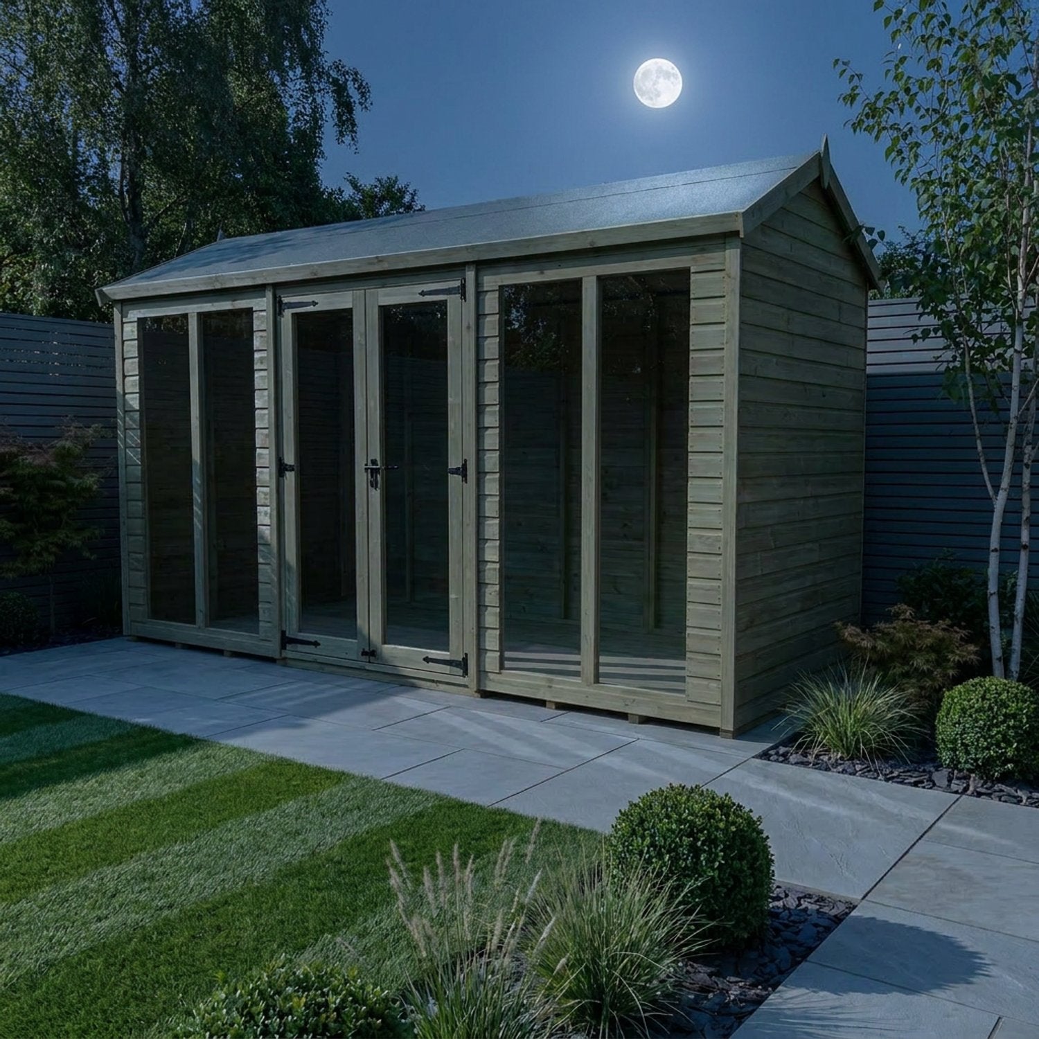 12 x 4 Apex Summerhouse (Full Height Window) - UK Made Timber Garden Building