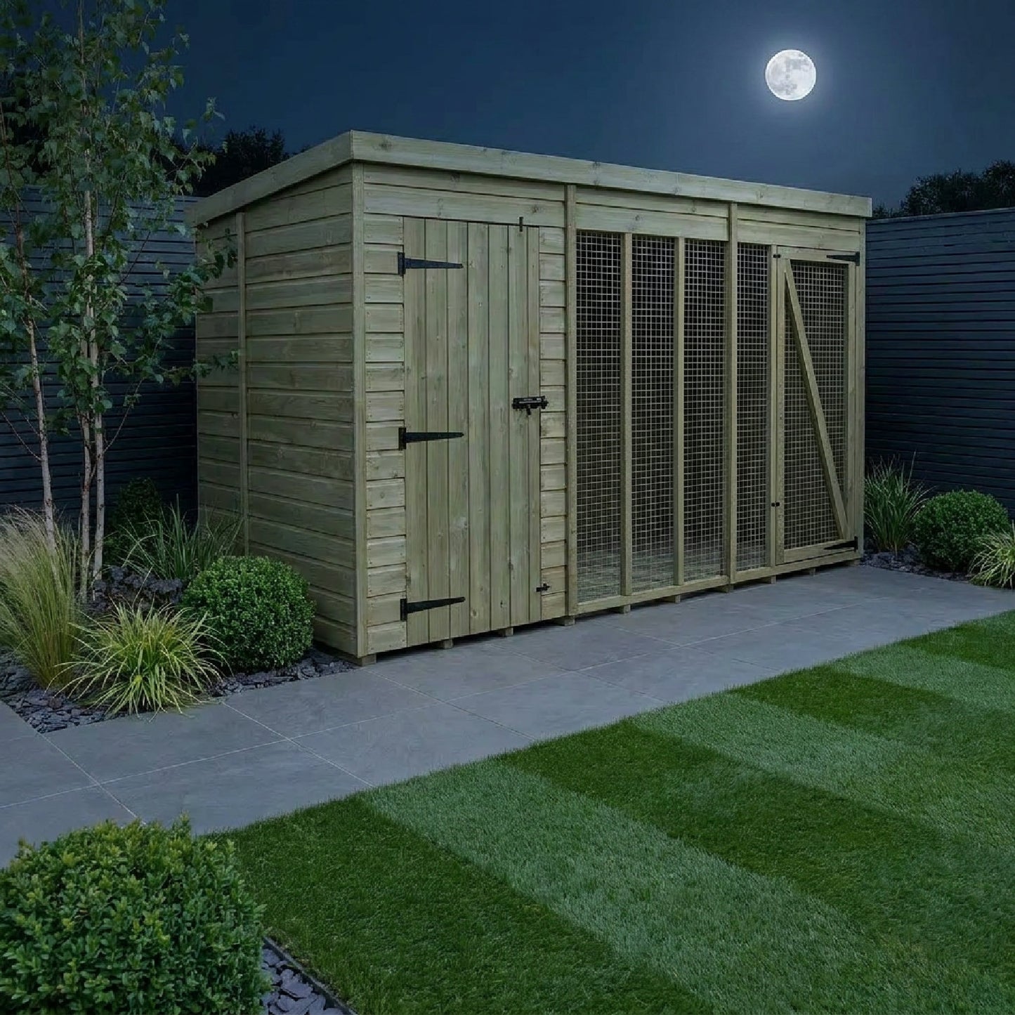 12 x 6 Dog Kennel & Run (Full Height) - UK Made Timber Dog Kennel