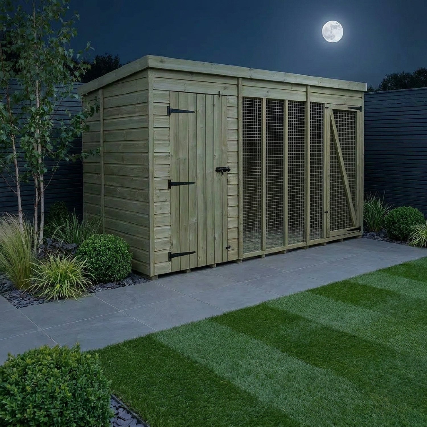 12 x 6 Dog Kennel & Run (Full Height) - UK Made Timber Dog Kennel