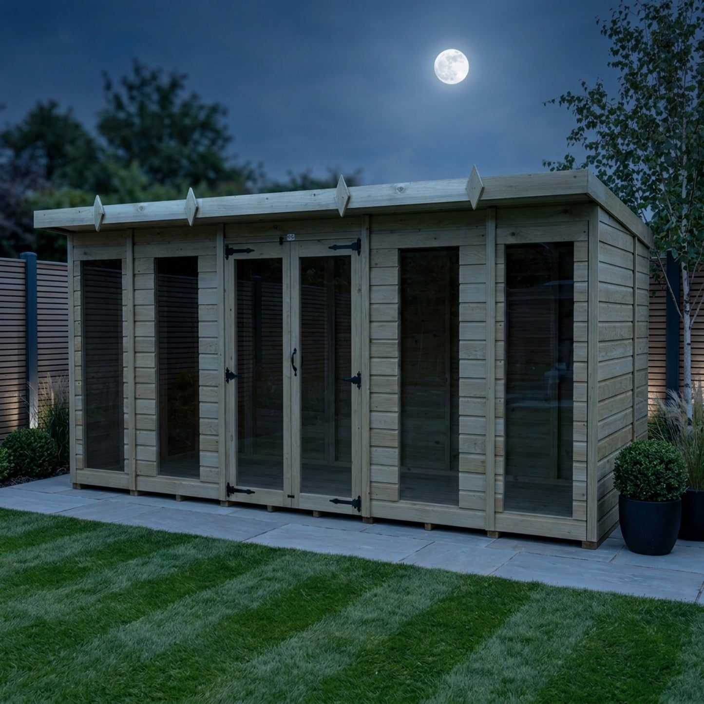 14 x 8 Pent Summer House (Full Height Window) - view 2