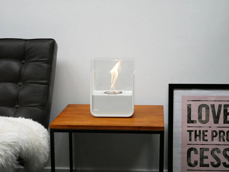 White, Small Bioethanol Fire in Steel Construction - Tabletop Bioethanol Fire - image 5