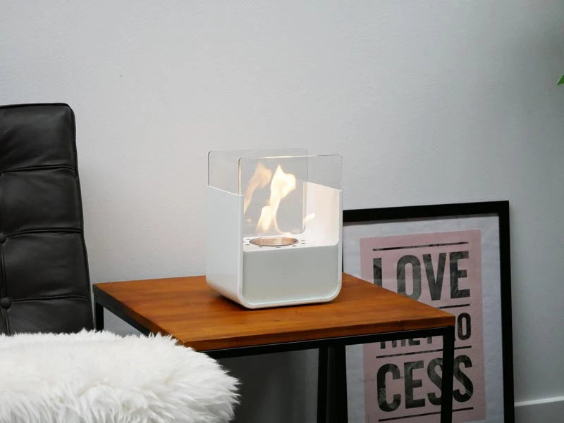 White, Small Bioethanol Fire in Steel Construction - Tabletop Bioethanol Fire - image 6