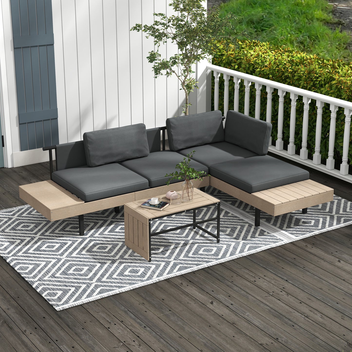 Amalfi Three-Piece 'L' Garden Sofa Set - Grey