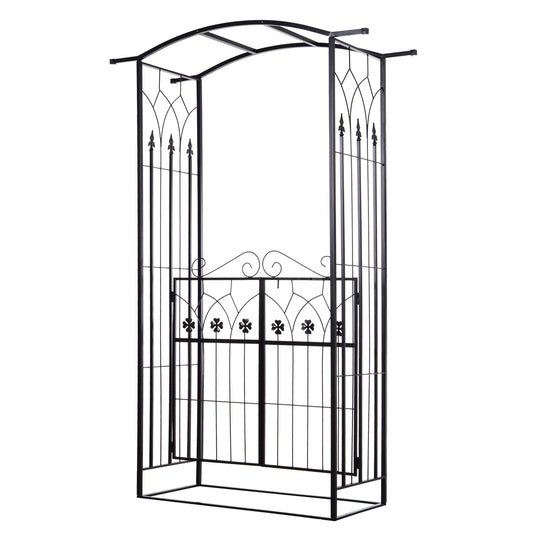 Garden Arch Gate with Trellis – Matte Black, 131 x 49 x 200 cm