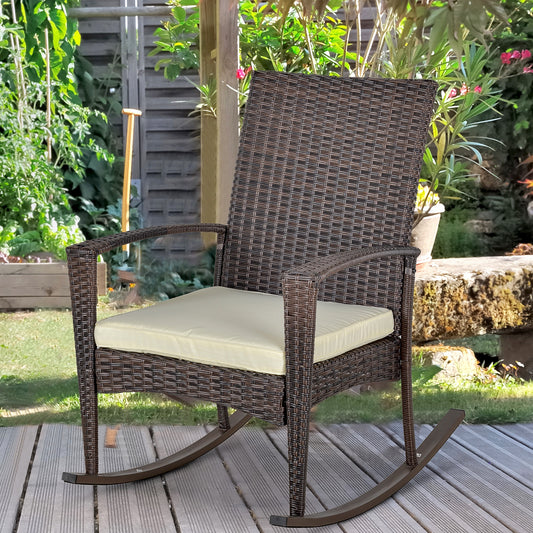 Ibiza PE Rattan Garden Rocking Chair, Outdoor Rocking with Cushion