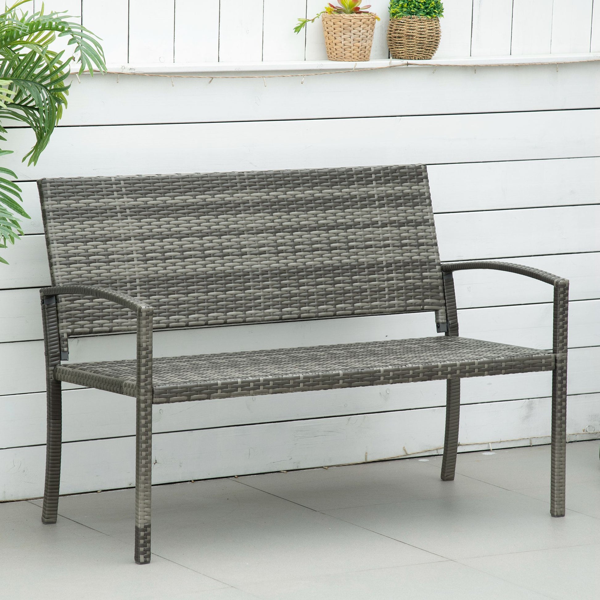Capri 2 Seater Poly Rattan Garden Bench, All Weather Wicker Garden Loveseat
