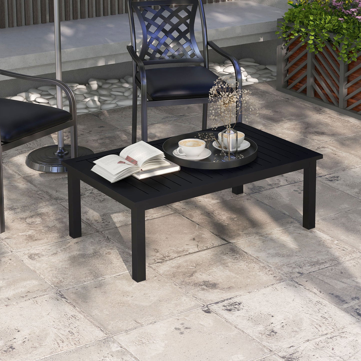 Ibiza 100cm x 60cm Aluminium Outdoor Coffee Table - Black