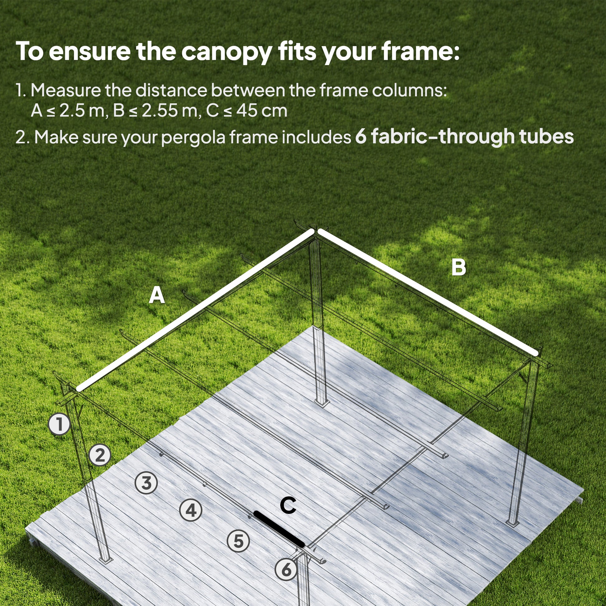 Outsunny Retractable Pergola Cover, 2.55 x 2.5 m Replacement Canopy Fabric for 3 x 3 m Frame, Roof Top Only, Cream White
