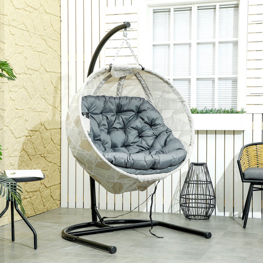 Sorrento Hanging Egg Chair Garden Swing Chair with Folding Basket, Hanging Chair with Stand, Thickened Cushion