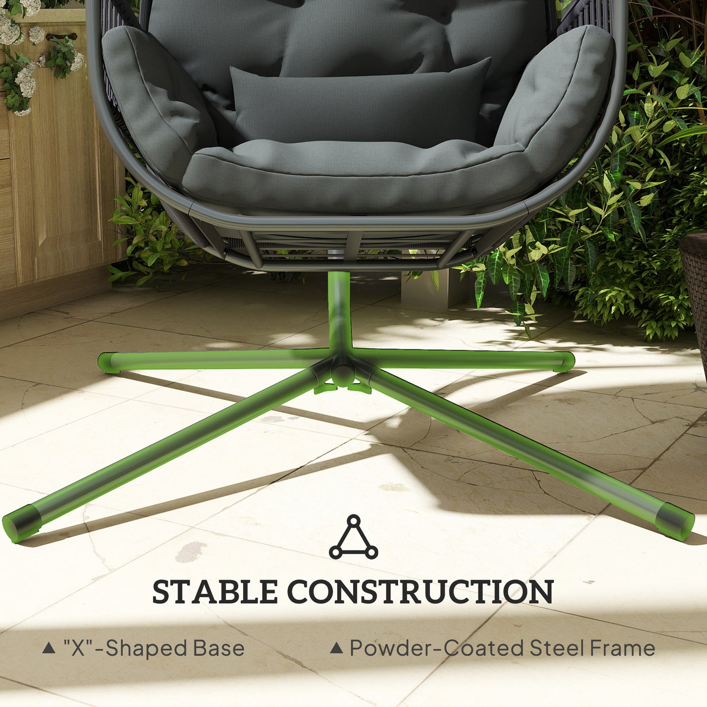 Outsunny Hanging Egg Chair, with Cushion - Dark Grey