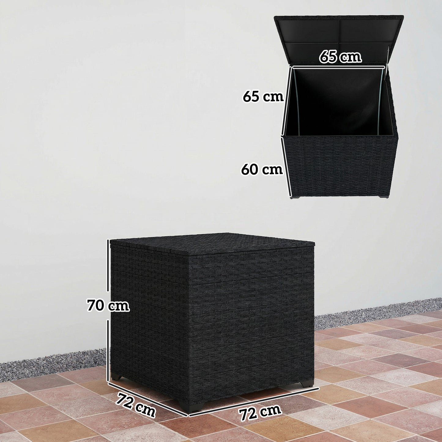 Outsunny - 253L Rattan Garden Storage Box, Black