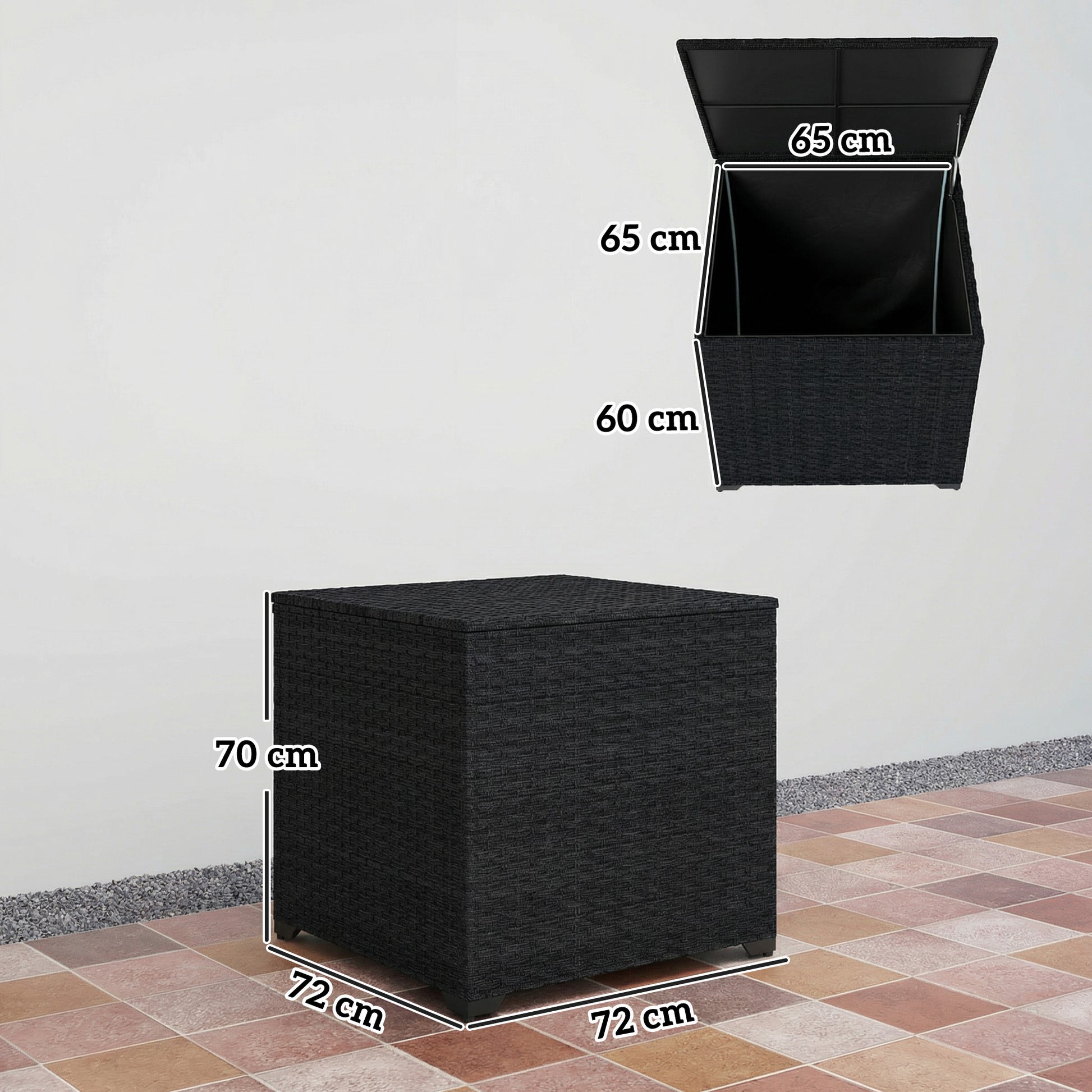 Outsunny - 253L Rattan Garden Storage Box, Black