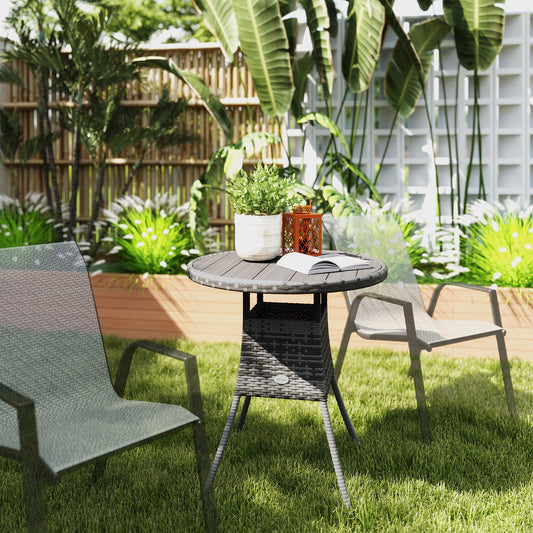 Portofino 70 cm Wood-Effect Rattan Garden Table - Grey