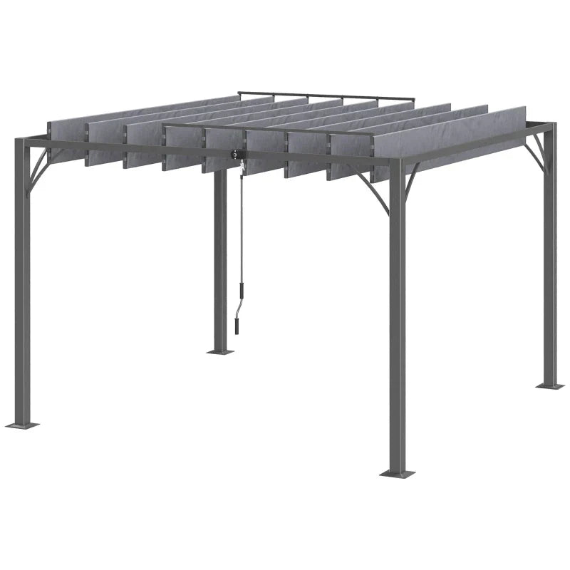 Grey 3m x 3m Aluminium Louvered Roof Pergola – Adjustable Hardtop Patio Canopy with UV50+ Sun Protection & Secure Anchoring Kit
