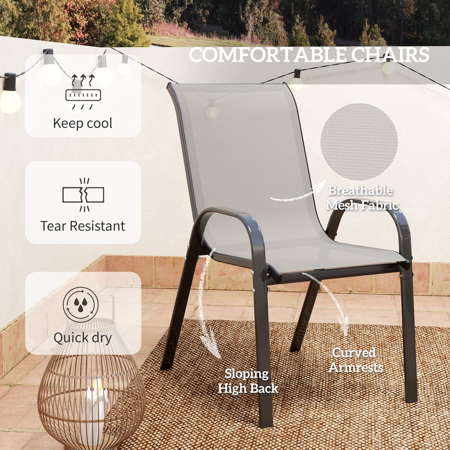 Outsunny Three-Piece Outdoor Garden Set - Light Grey