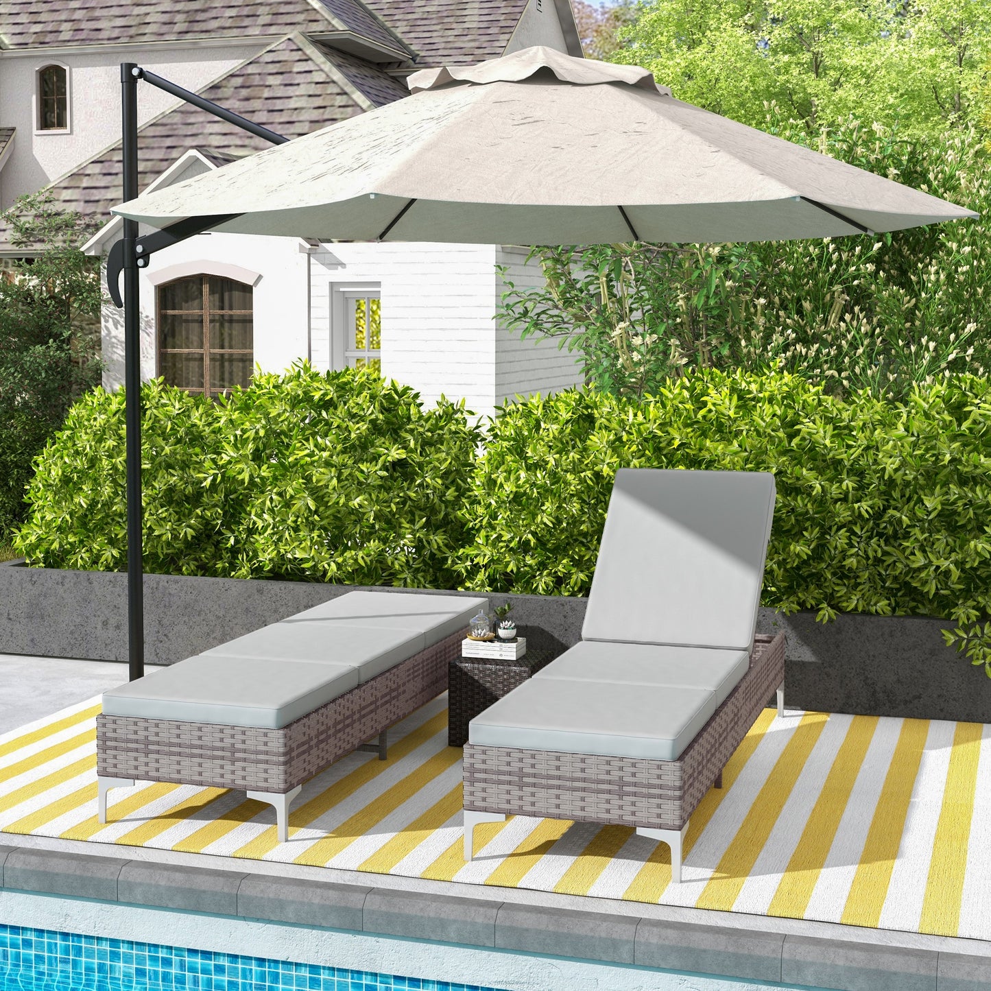 Marbella Outdoor PE Rattan Sun Lounger Set of 2