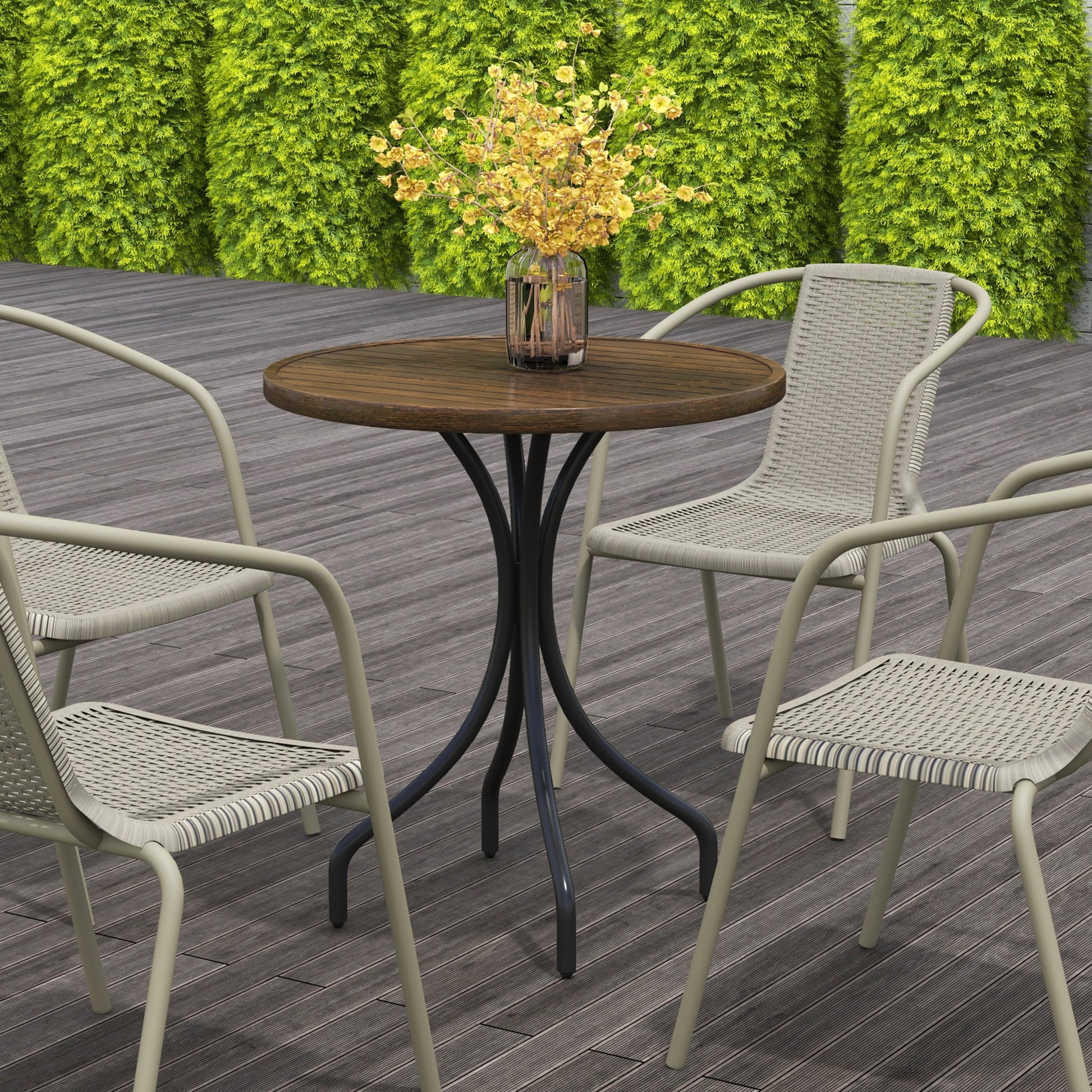 Outsunny Φ66cm Galvanised Steel Garden Table - Brown