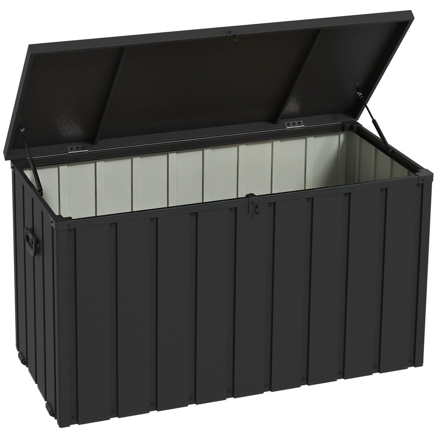 Outsunny - 450L Galvanised Steel Garden Storage Box, with Wheels, Lockable, Dark Grey