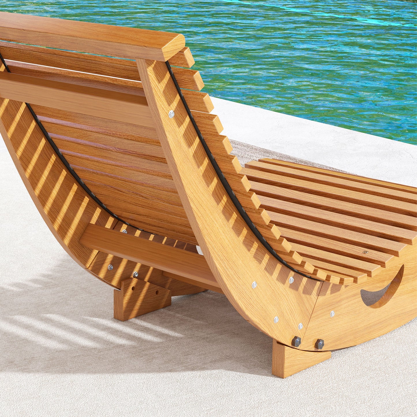 Outsunny Outdoor Rocking Chair w/ Slatted Seat, Wooden Rocking Chair, 130cm x 60cm x 60cm, Light Brown