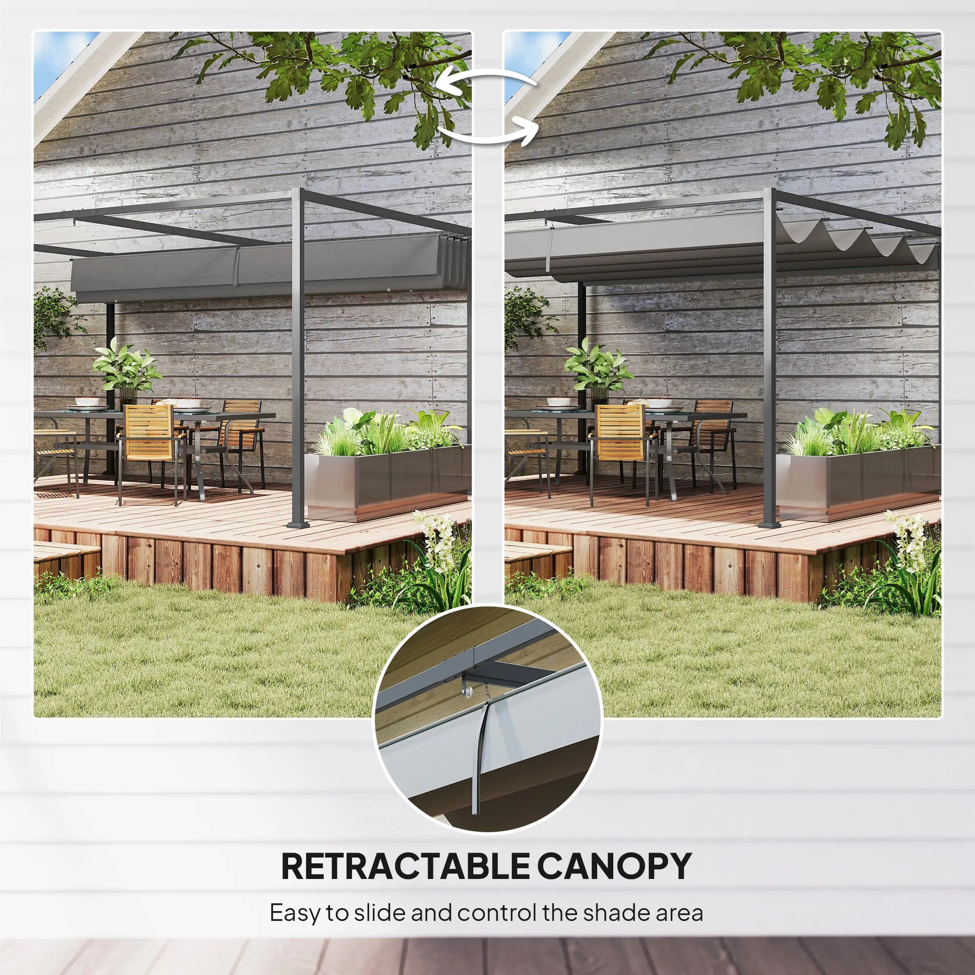 4m x 3m Rectangular Metal Pergola – Dark Grey Outdoor Patio Shade