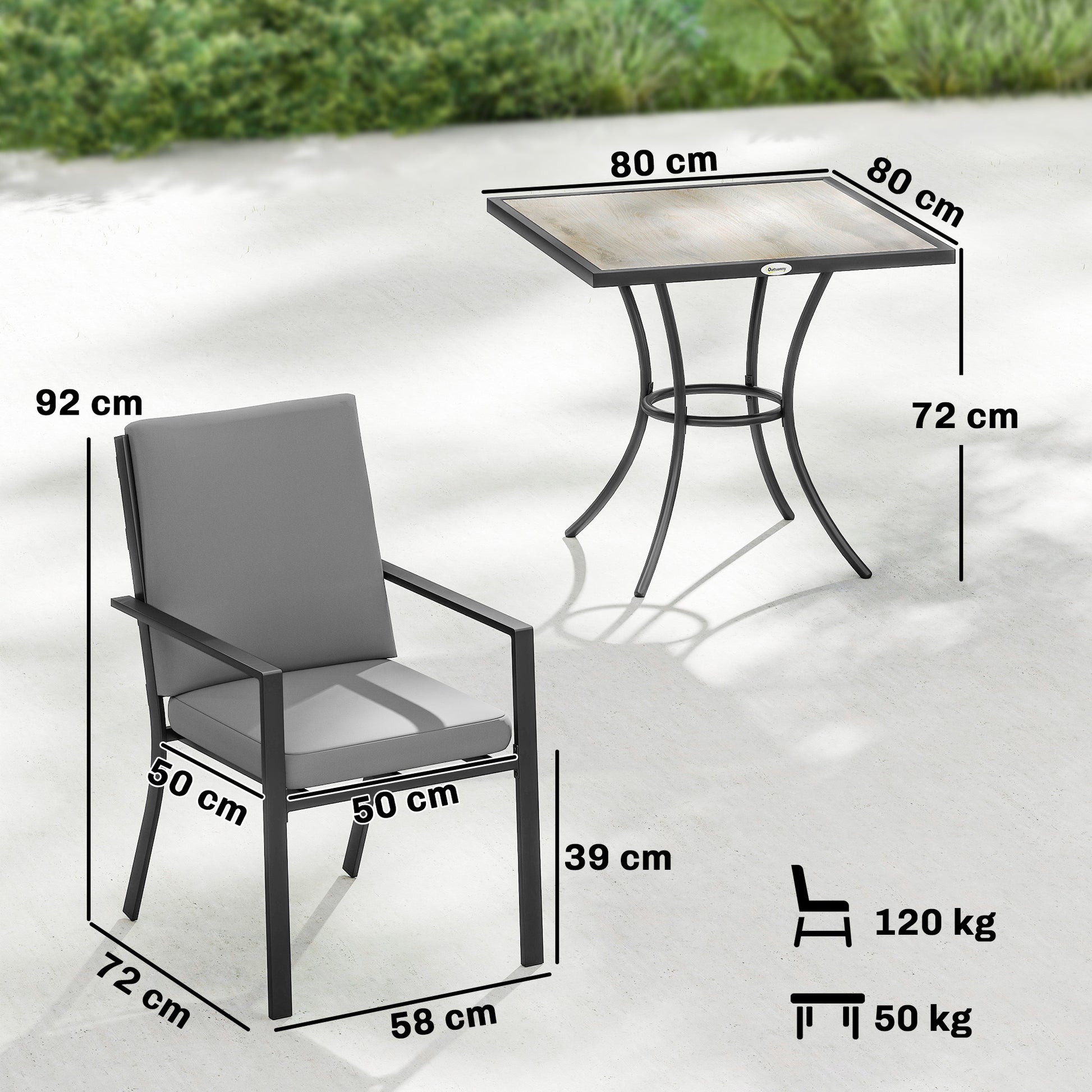 Outsunny 5 Pieces Outdoor Dining Set with Thick Cushions, Garden Dining Set for 4 with Stackable Chairs, Grey