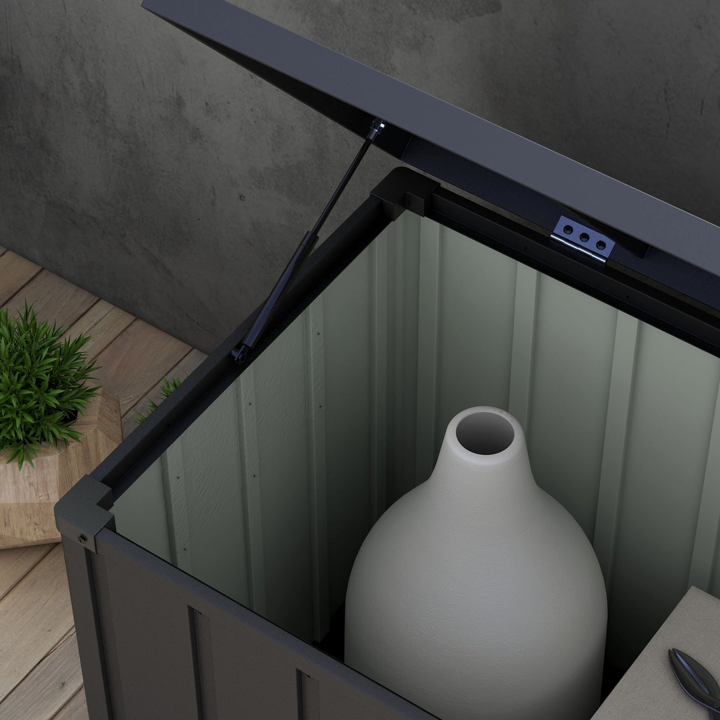 Outsunny - 450L Galvanised Steel Garden Storage Box, with Wheels, Lockable, Dark Grey
