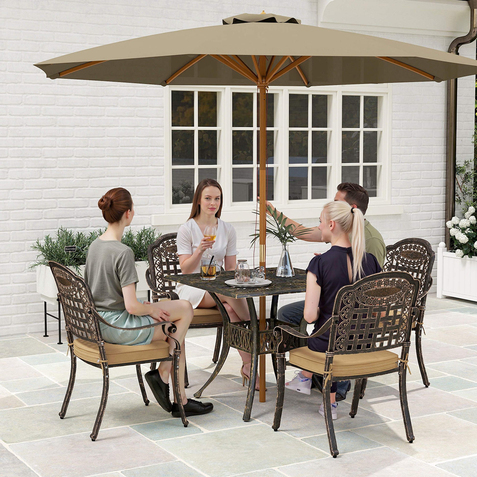 Amalfi Five-Piece Cast Aluminium Garden Dining Set - Bronze Tone