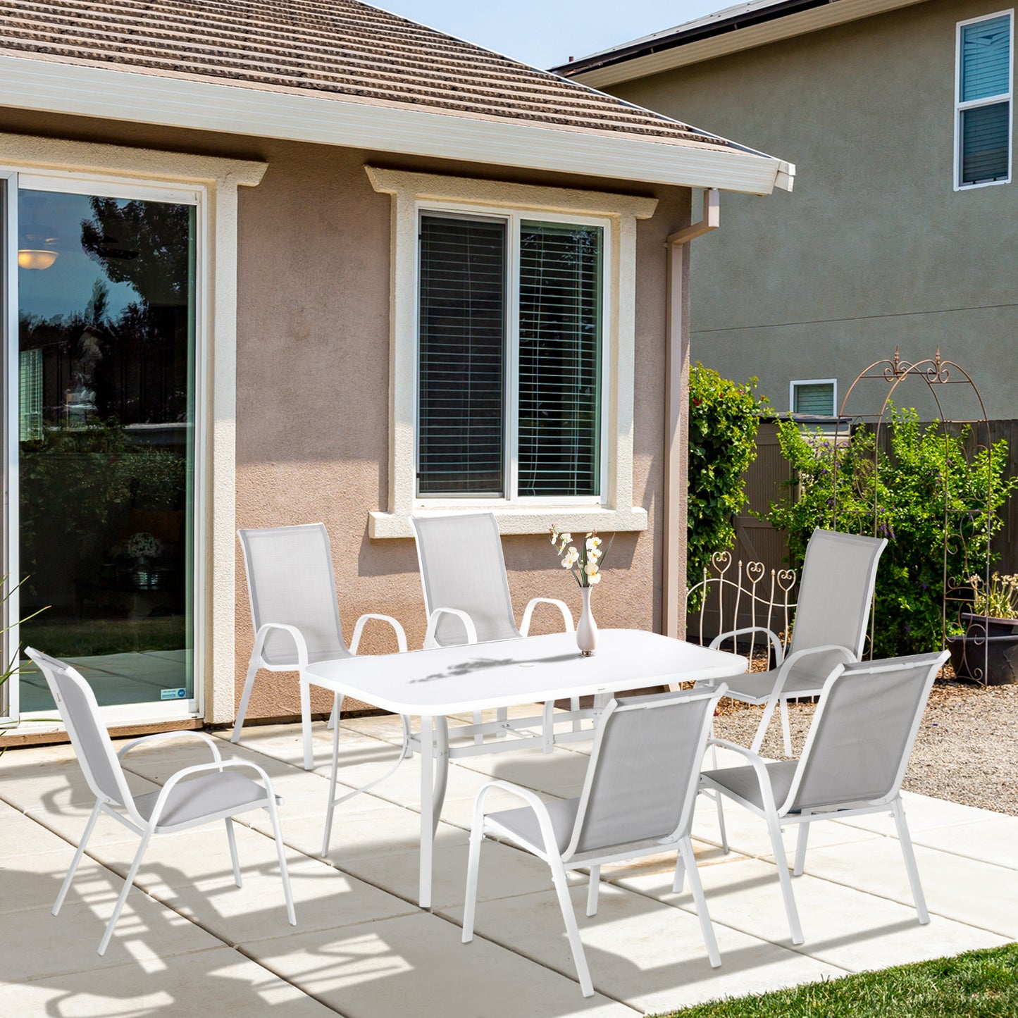 Santorini Seven-Piece Garden Dining Set - Grey