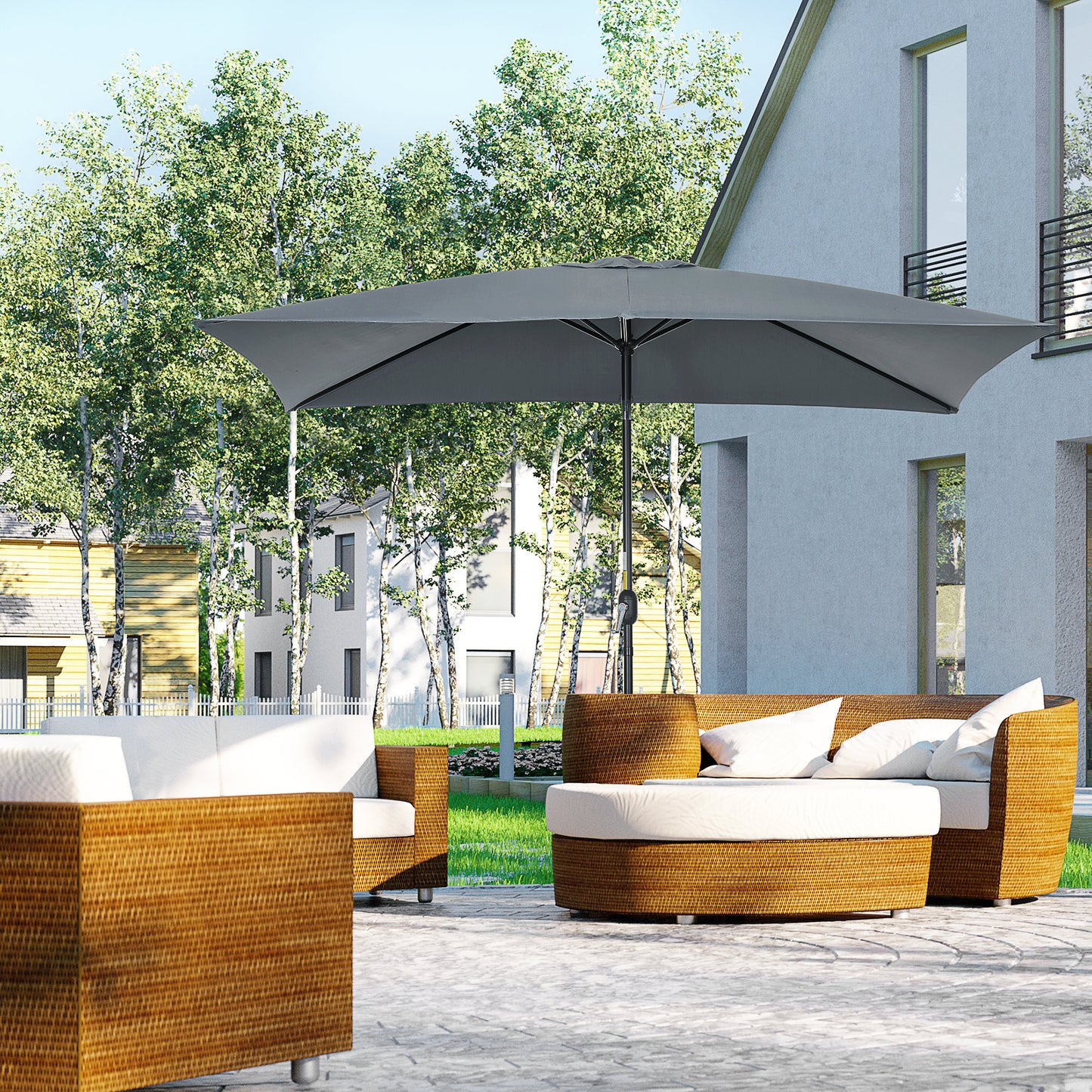 3x2m Garden Parasol Umbrella with Aluminium Pole, Tilt and Crank